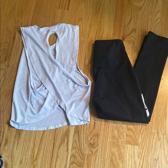 Reebok Black Leggings and SHEIN White Tank Set - Picture 3 of 4